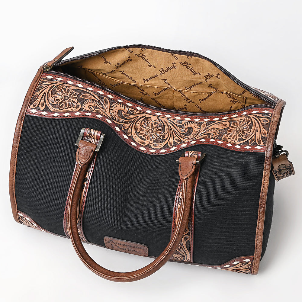 American Darling Duffel Hand Tooled Saddle Blanket Genuine Leather Women Bag Western Handbag Purse