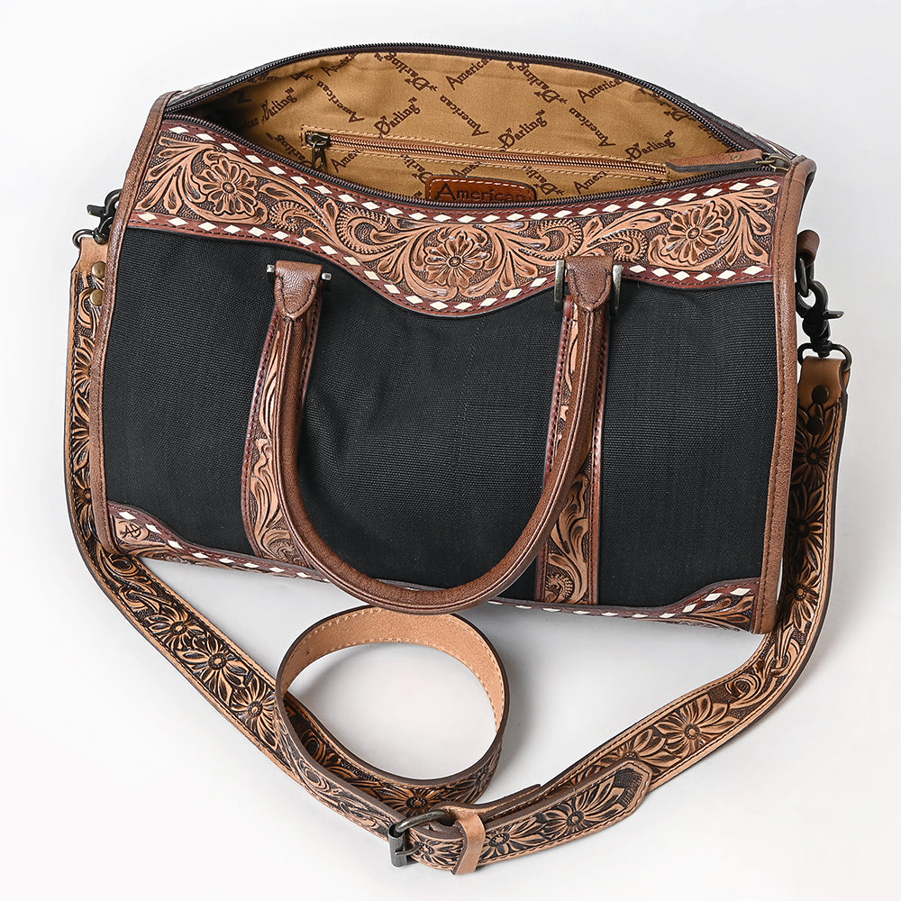 American Darling Duffel Hand Tooled Saddle Blanket Genuine Leather Women Bag Western Handbag Purse