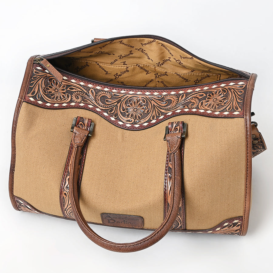 American Darling Duffel Hand Tooled Saddle Blanket Genuine Leather Women Bag Western Handbag Purse