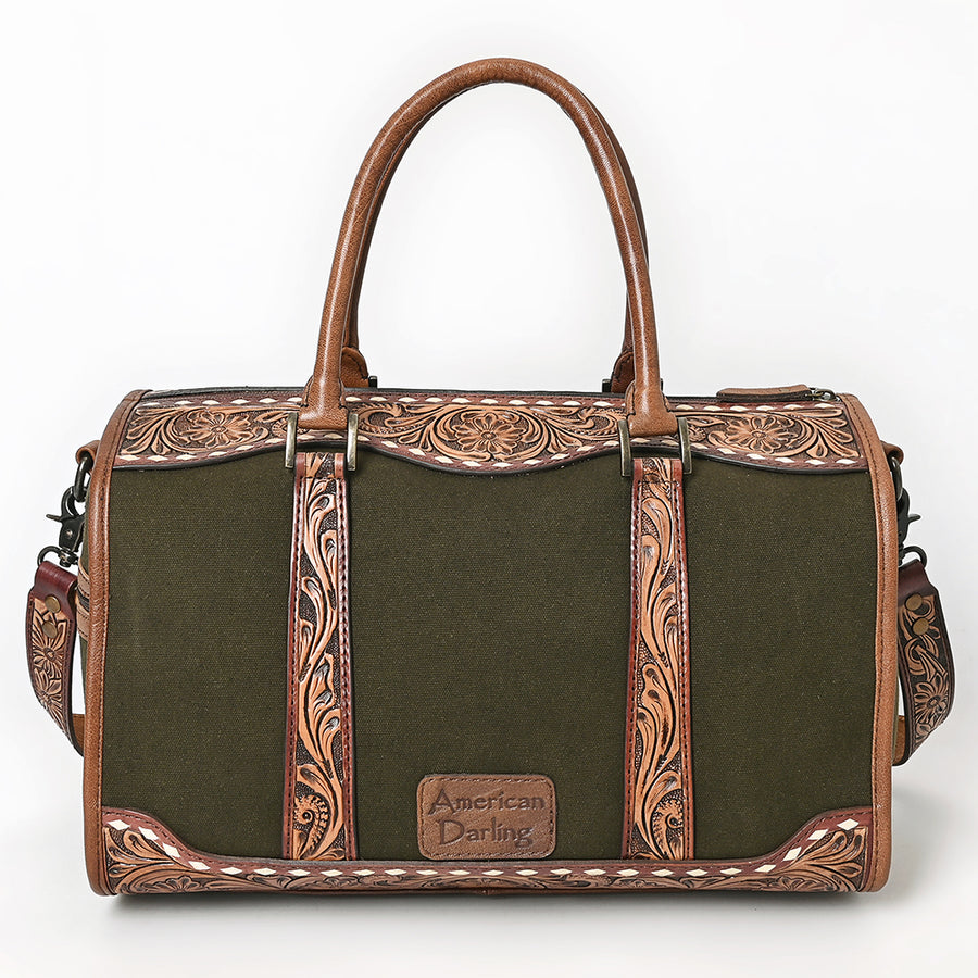 American Darling Duffel Hand Tooled Saddle Blanket Genuine Leather Women Bag Western Handbag Purse