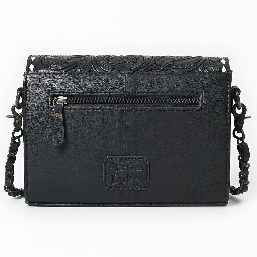American Darling Envelop Bag, Hand-Tooled Floral & Quilted Genuine Leather Western Crossbody with Buck Stitching and YKK Zipper