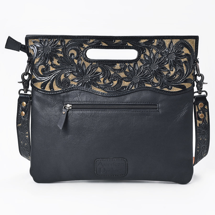 American Darling Clutch Bag, Hand-Tooled Floral Carved Western Genuine Leather Crossbody Purse with YKK Zipper for Women
