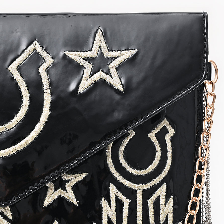 American Darling Envelope Bag Western Genuine Leather Embroidered Crossbody Purse with Chain Strap and YKK Zipper