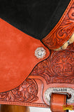 Hilason Western Horse Barrel Flex Tree Trail Saddle American Leather Tan Gorgeous Floral Hand Tooled & Carved