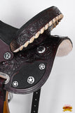 Hilason Flex Tree Western Horse Saddle American Leather Trail Barrel Dark Brown With Floral Hand Carved