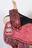 Hilason Flex Tree Western Horse Saddle American Leather Trail Barrel Antique Mahogany With Floral Hand Carved