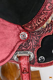 Hilason Flex Tree Western Horse Saddle American Leather Trail Barrel Antique Mahogany With Floral Hand Carved