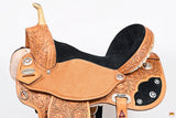 Hilason Flex Tree Western Horse Saddle American Leather Trail Barrel Oiled Tan With Floral Hand Carved