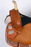 Hilason Flex Tree Western Horse Saddle American Leather Trail Barrel Tan With Floral Hand Carved