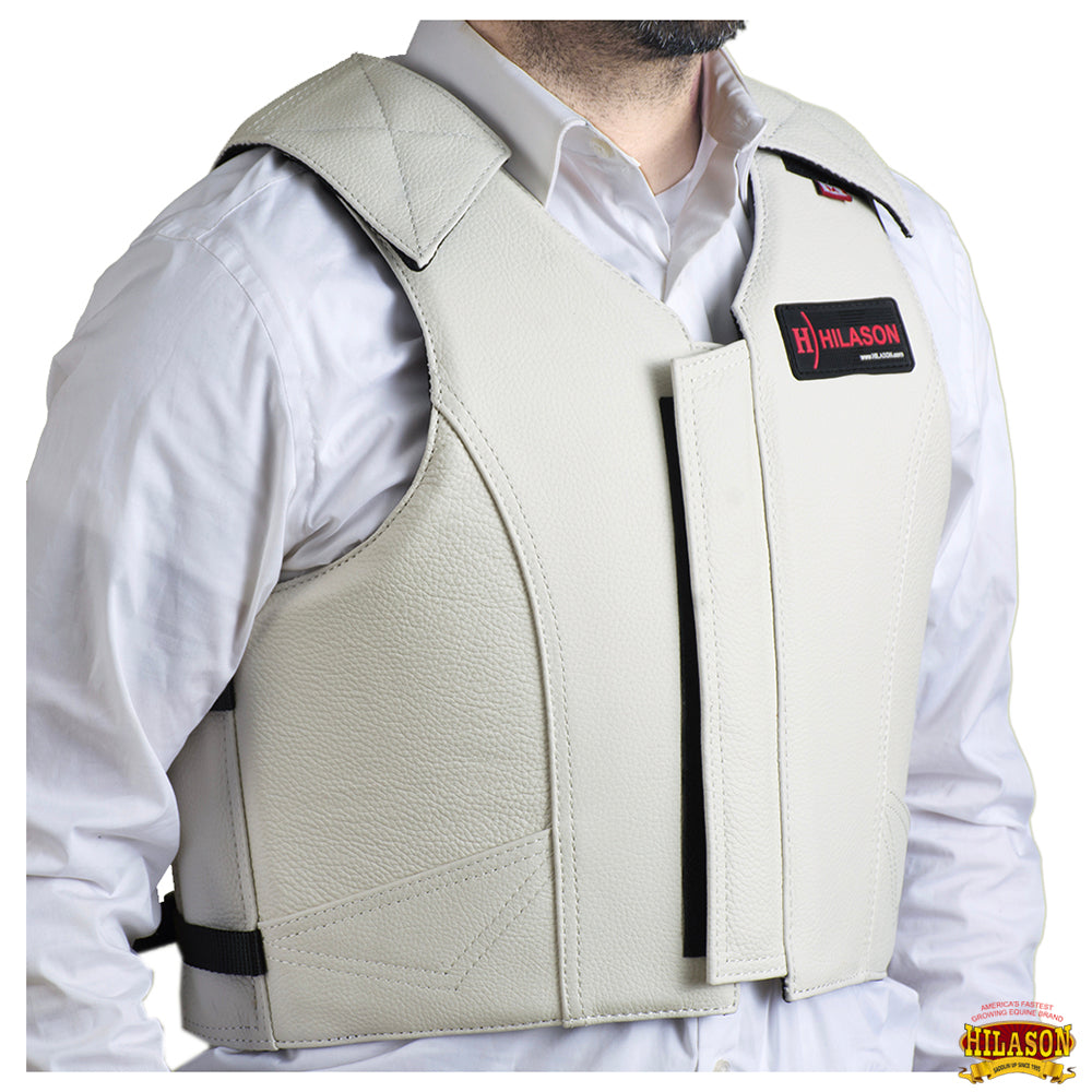 HILASON Western Horse Bull Riding Safety Leather Protective Vest & Rodeo Chaps Combo