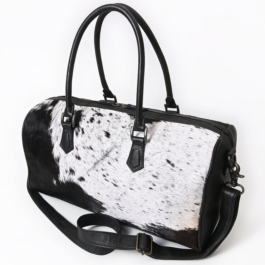 American Darling Handcrafted Duffel Bag, Genuine Hair-On Cowhide & Vegetable Tanned Leather Western Travel Bag