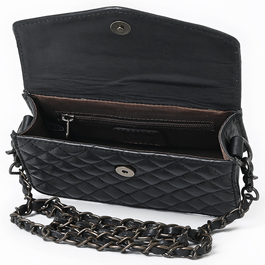 American Darling Small Cross body Bag, Quilted Floral Carved Genuine Leather Western Purse, YKK Zipper