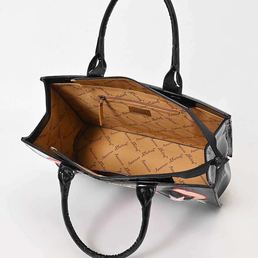 American Darling Handcrafted Embroidered Genuine Leather Tote Bag - Eco-Friendly Vegetable Tanned Full Grain Western Purse
