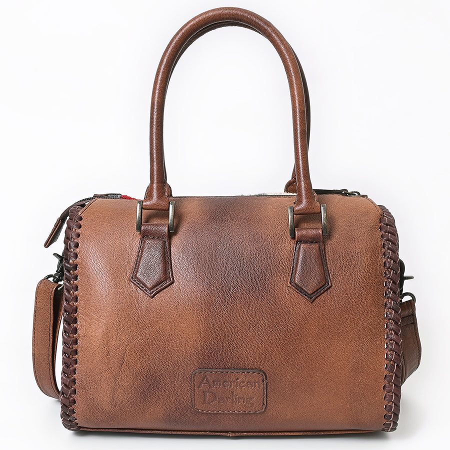American Darling Tote Bag, Hand Tooled Floral Carved & Woven Saddle Blanket Genuine Leather Western Purse