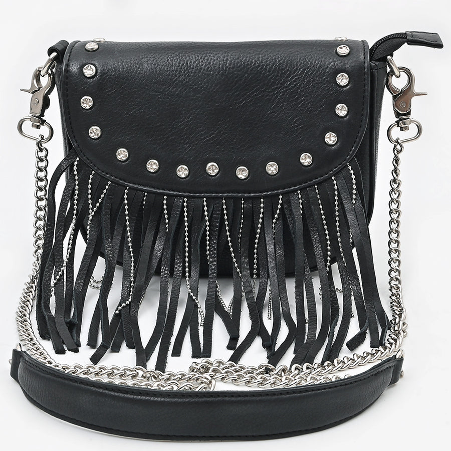American Darling Small Cross body Bag Western Genuine Leather Purse with Riveted Accents Fringes and YKK Zipper for Women