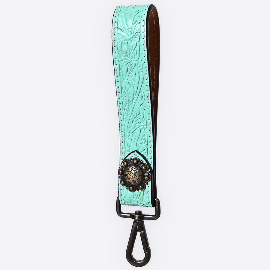 American Darling ADKR217 Hand Tooled Genuine Leather Wristlet Key Ring - Uhorse