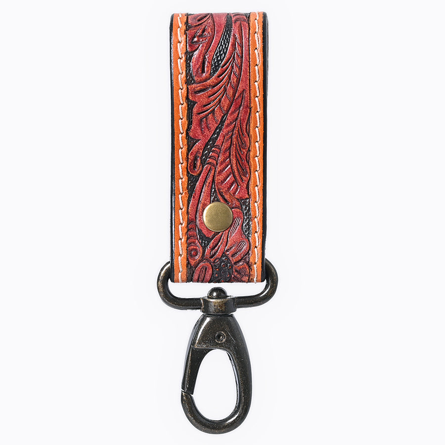 American Darling Hand Tooled Genuine Leather Wristlet Key Ring