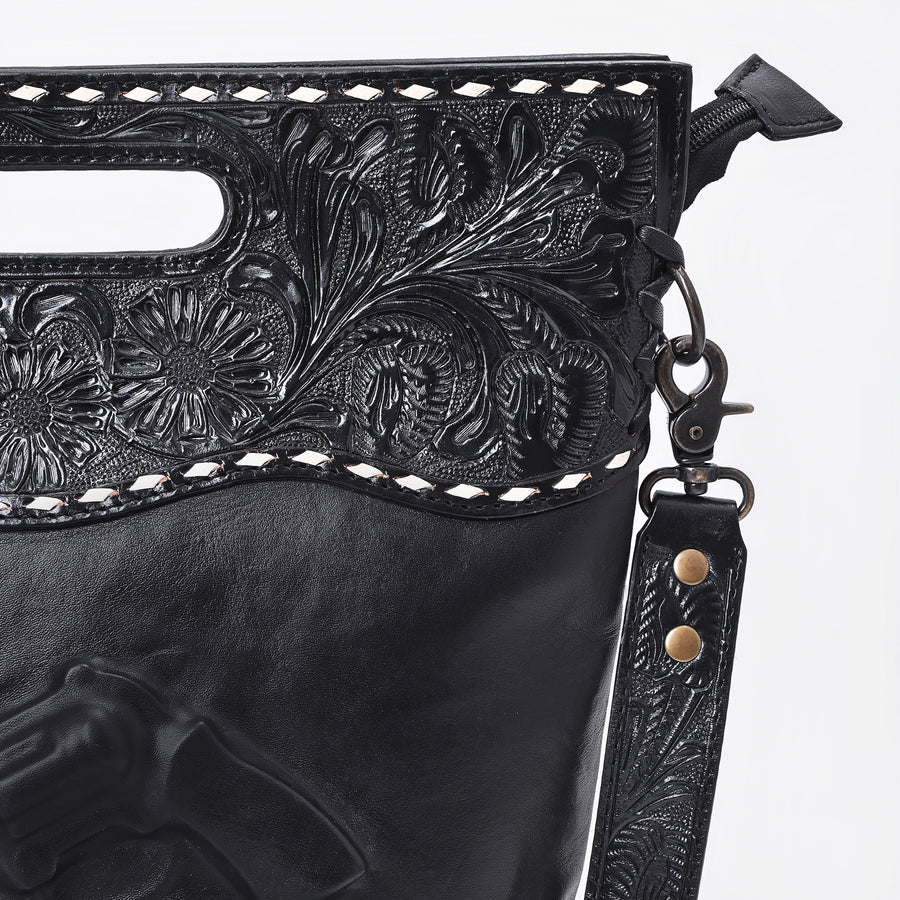 American Darling Clutch Bag Hand Tooled Floral Carved Buck Stitched Genuine Leather Western Crossbody for Women