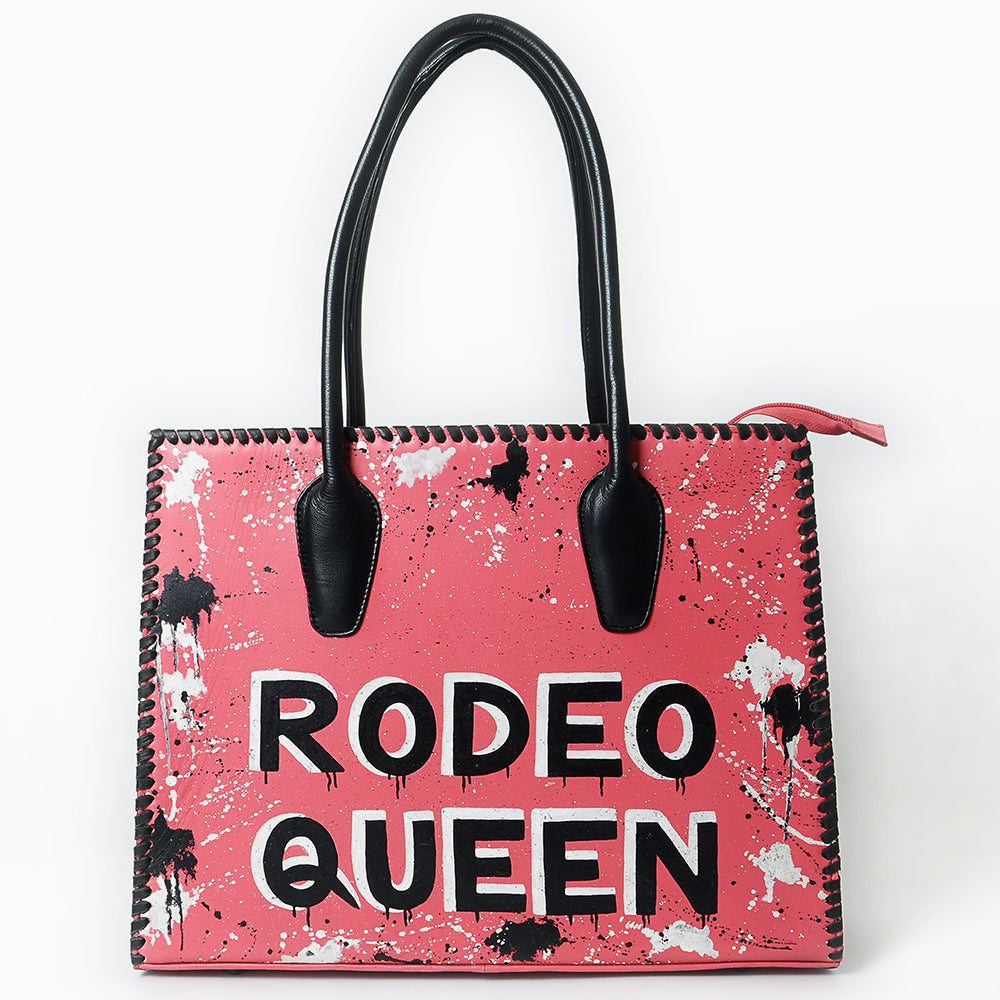 Never Mind Tote Hand Painted Genuine Cowhide Leather Women Bag Western Handbag Purse