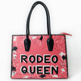 Never Mind Tote Hand Painted Genuine Cowhide Leather Women Bag Western Handbag Purse