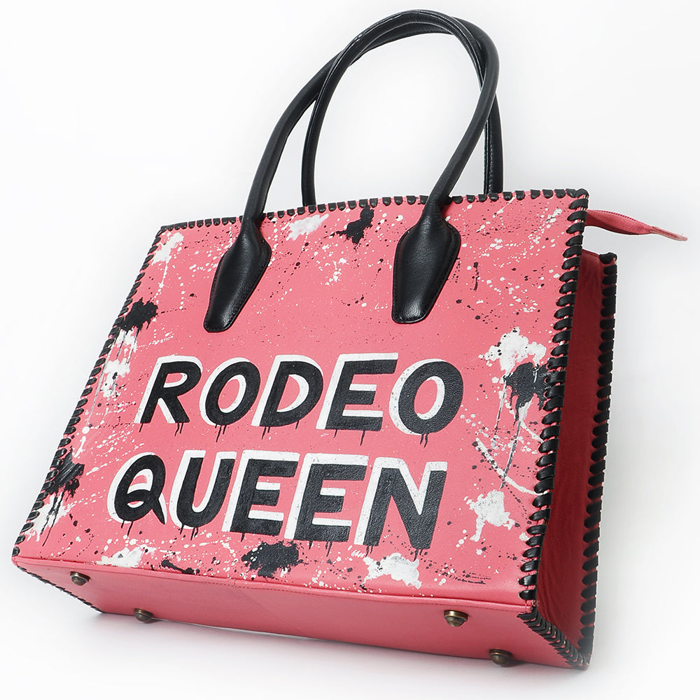 Never Mind Tote Hand Painted Genuine Cowhide Leather Women Bag Western Handbag Purse