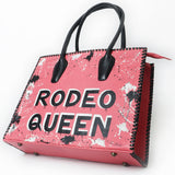 Never Mind Tote Hand Painted Genuine Cowhide Leather Women Bag Western Handbag Purse