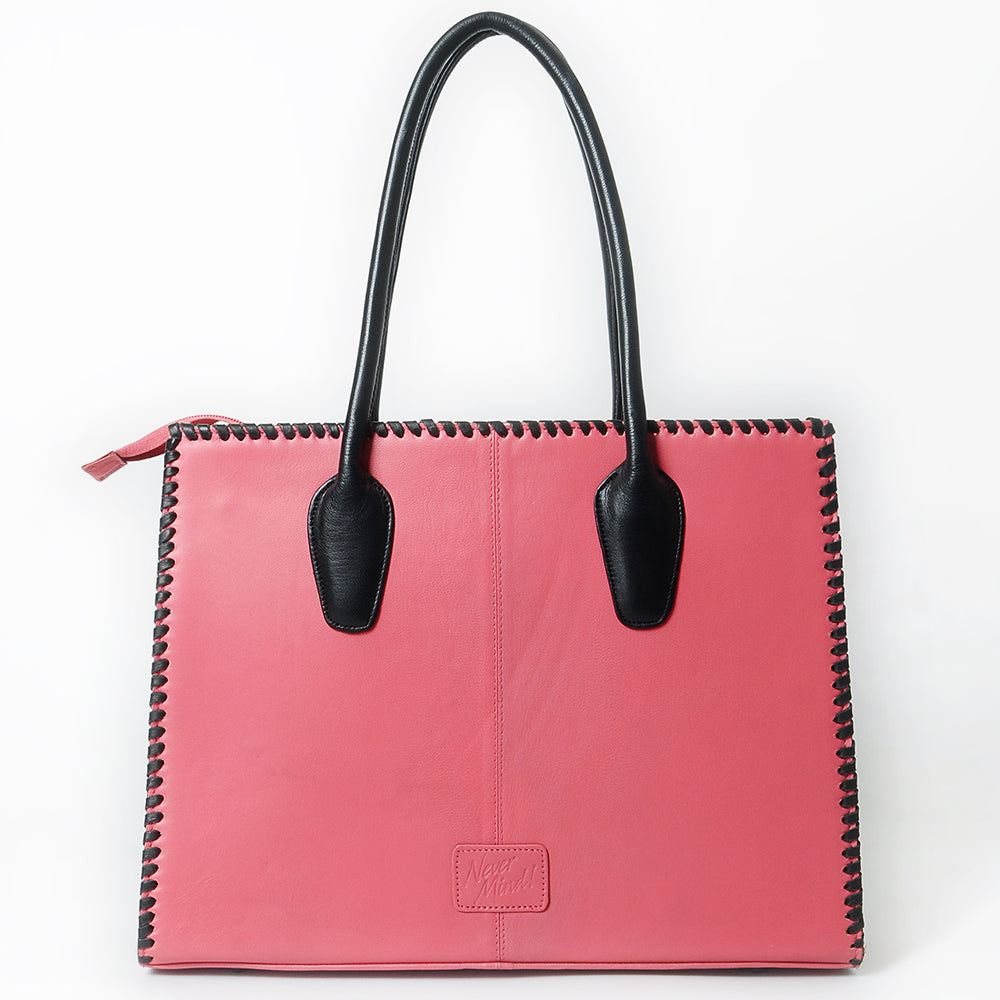 Never Mind Tote Hand Painted Genuine Cowhide Leather Women Bag Western Handbag Purse