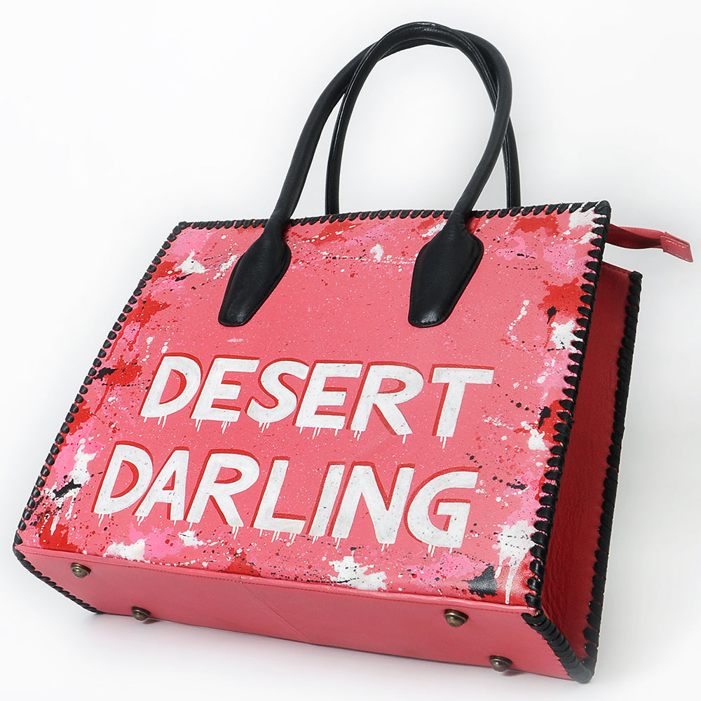 Never Mind Tote Hand Painted Genuine Cowhide Leather Women Bag Western Handbag Purse