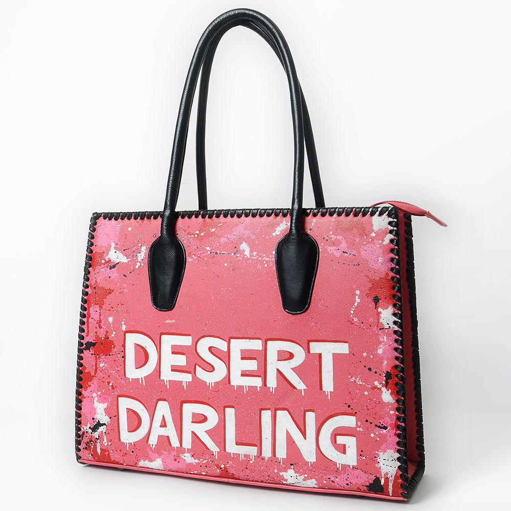 Never Mind Tote Hand Painted Genuine Cowhide Leather Women Bag Western Handbag Purse