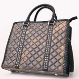 American Darling Briefcase Quilted Genuine Leather Women Bag Western Handbag