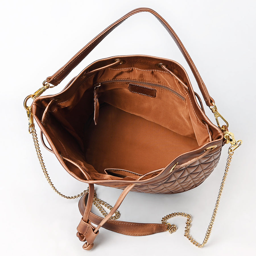 American Darling Bucket Chain Strap Genuine Leather Women Bag Western Handbag Purse