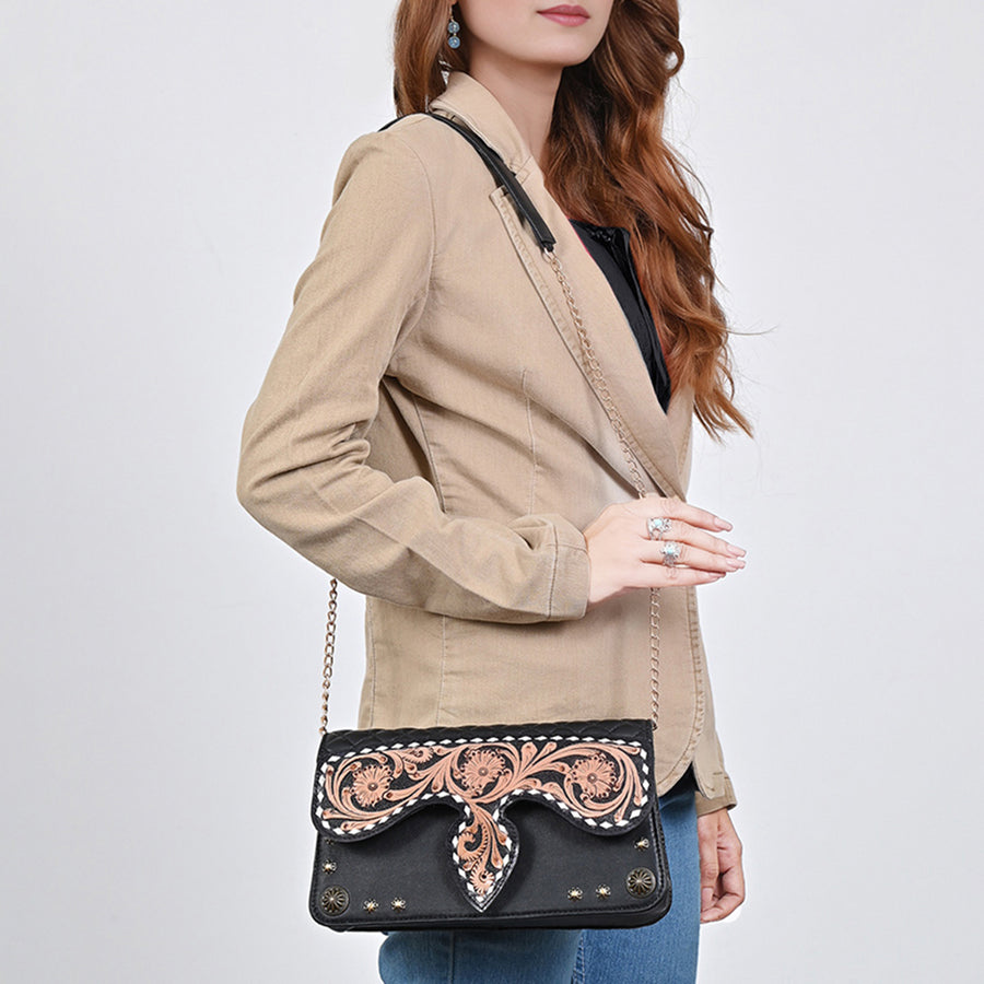 American Darling Small Crossbody Bag Beautifully Hand Tooled Leather women
