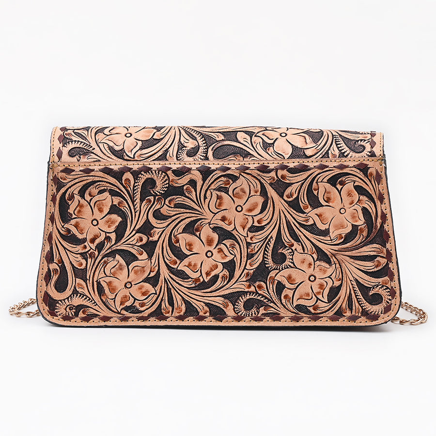 American Darling Hand Tooled Floral Carved Vegetable-Tanned Genuine Leather Cross body Bag with YKK Zipper
