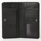 OHLAY Wallet Hand Tooled Genuine Leather Women Bag Western Handbag Purse