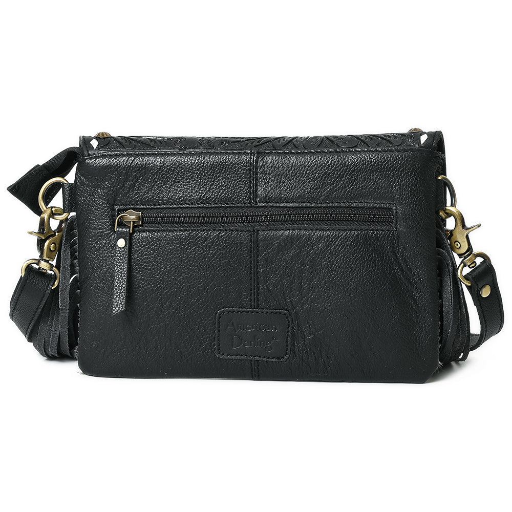 American Darling Small Crossbody Beautifully Hand Tooled Hair on Leather women handbag Purse