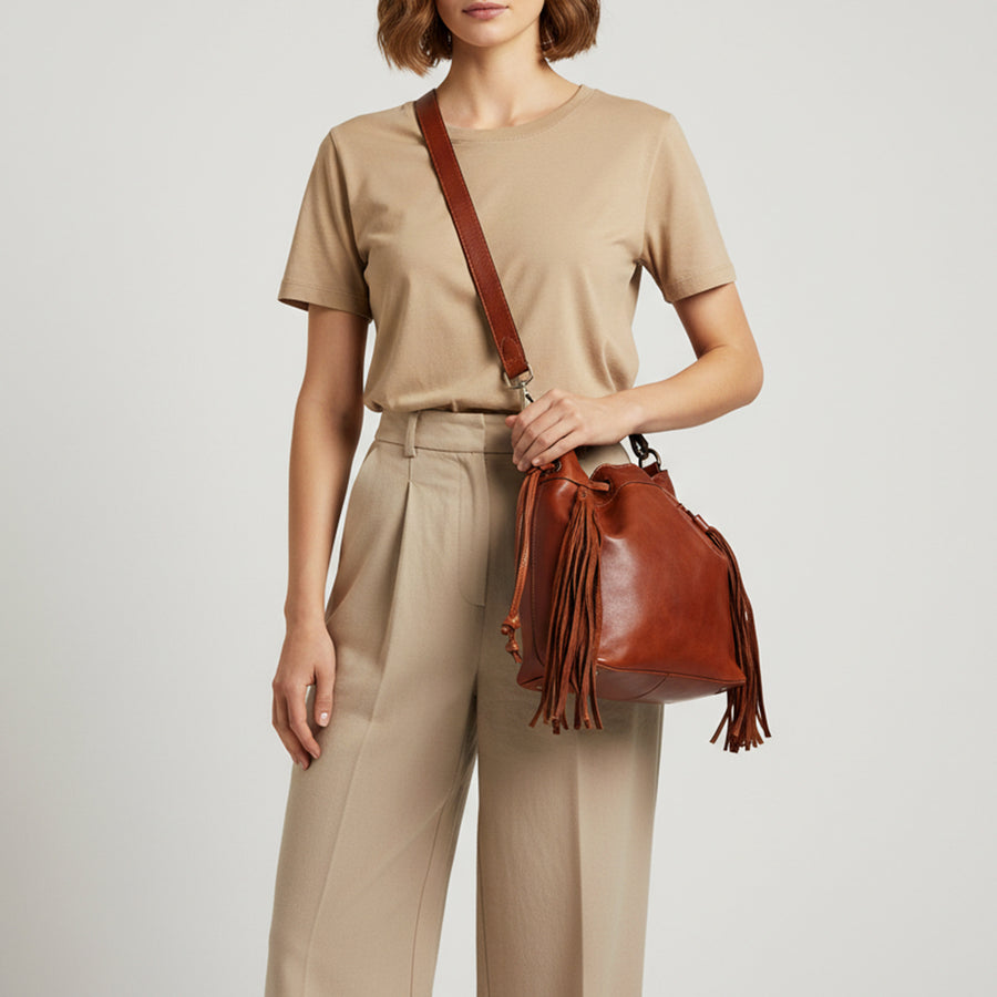 Spaghetti Western Bucket Genuine Leather women bag handbag purse