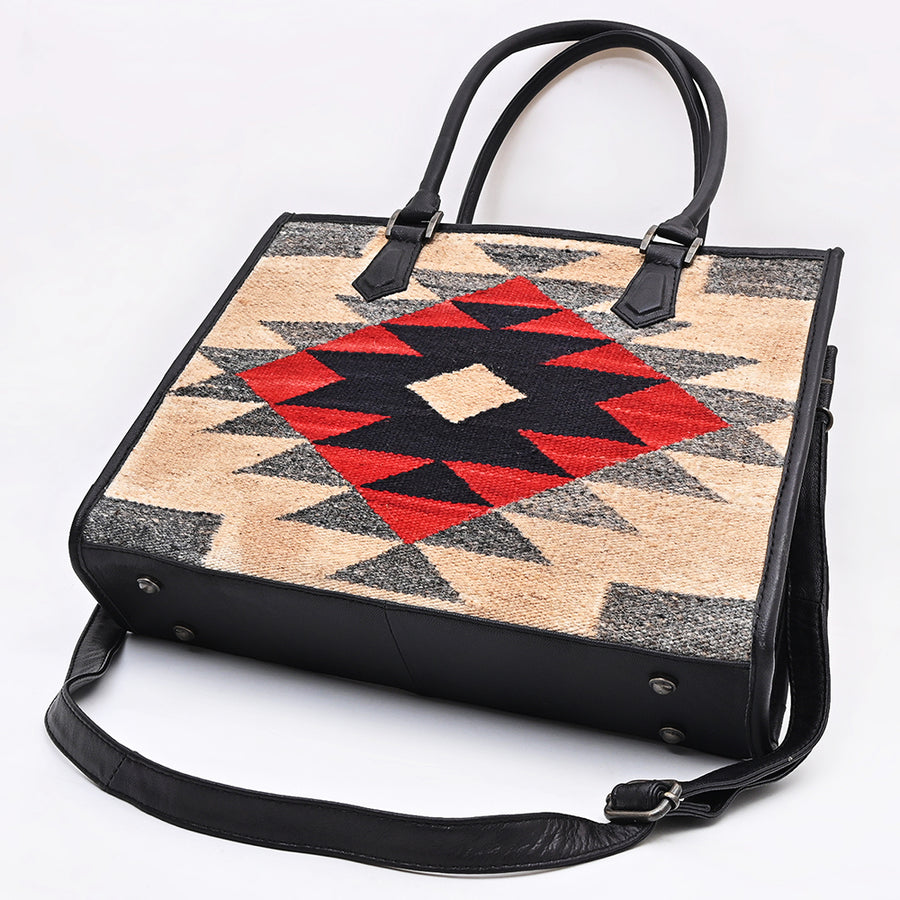 American Darling Tote Bag Hand Woven Saddle Blanket Genuine Leather Western Purse for Women