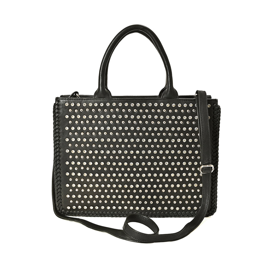 American Darling Leather Studded Tote Bag Women Shoulder & Crossbody Handbag