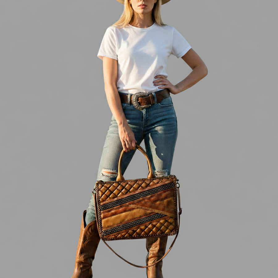 American Darling Tote Bag Beautifully Quilted Genuine Leather women