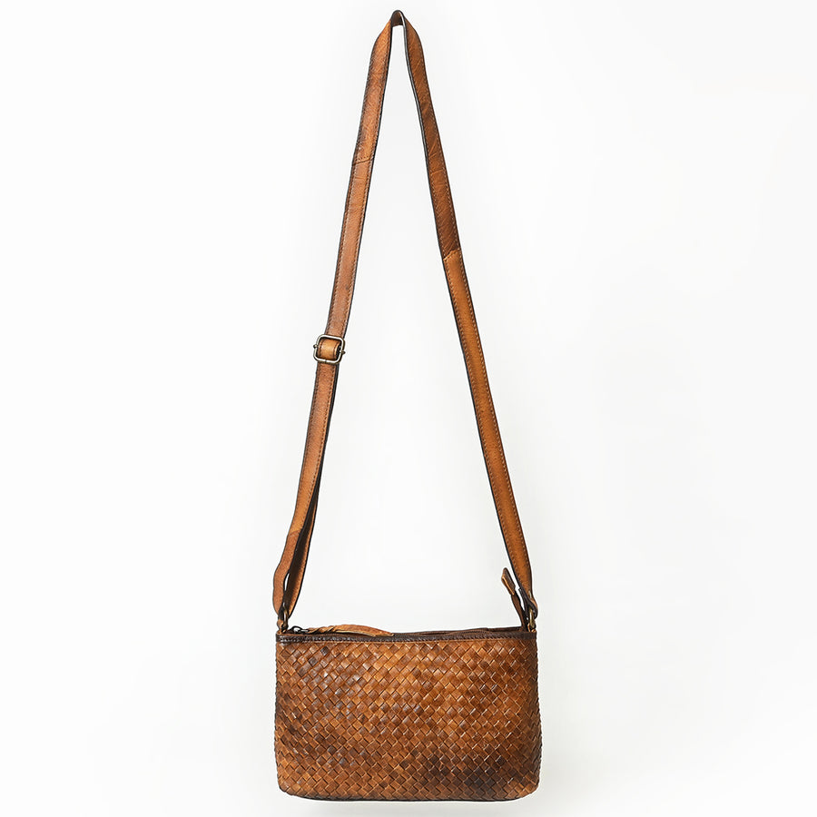 American Darling Crossbody Bag Beautifully Basketweave tooled Genuine Leather women