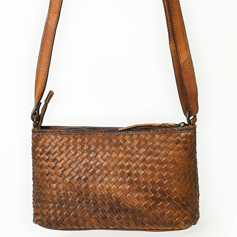 American Darling Crossbody Bag Beautifully Basketweave tooled Genuine Leather women