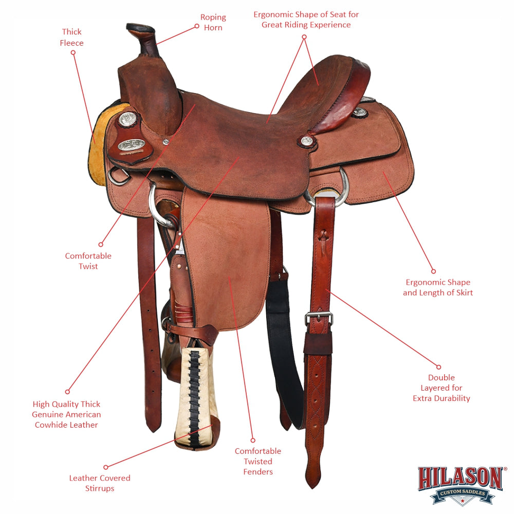 Hilason Western Horse Saddle American Leather Ranch Roping Cowboy
