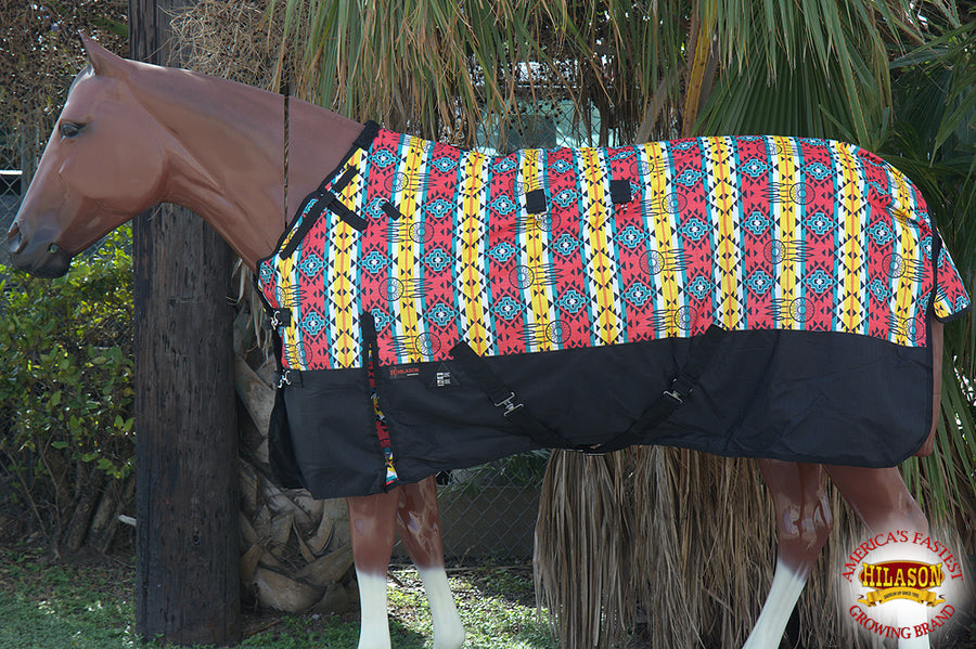 81 In HILASON 1200D Winter Waterproof Poly Horse Hood Turnout Blanket Aztec