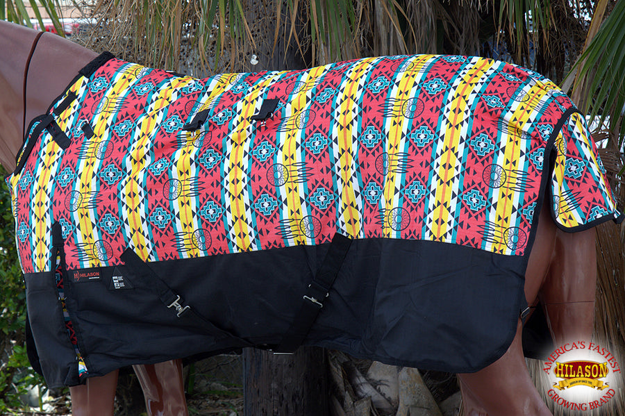 81 In HILASON 1200D Winter Waterproof Poly Horse Hood Turnout Blanket Aztec