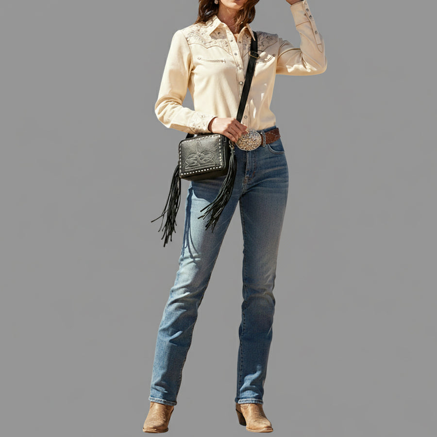 American Darling Camera Bag Genuine Western Leather Unisex| Shoulder Bag Case with Shoulder Strap