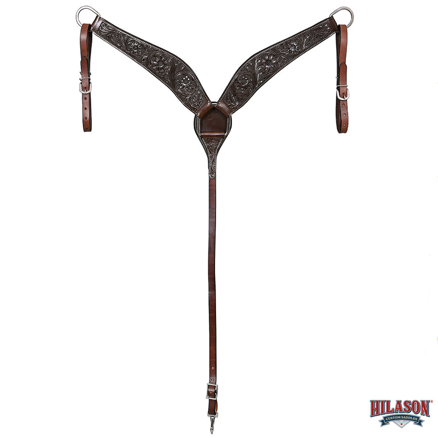 HILASON Western Horse Genuine Leather Breast Collar Tack Hand Tooled Dark Brown