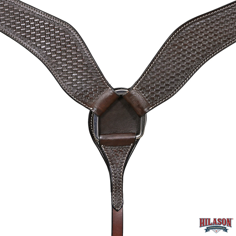 HILASON Western Horse Genuine Leather Breast Collar Tack Basketweave Dark Brown