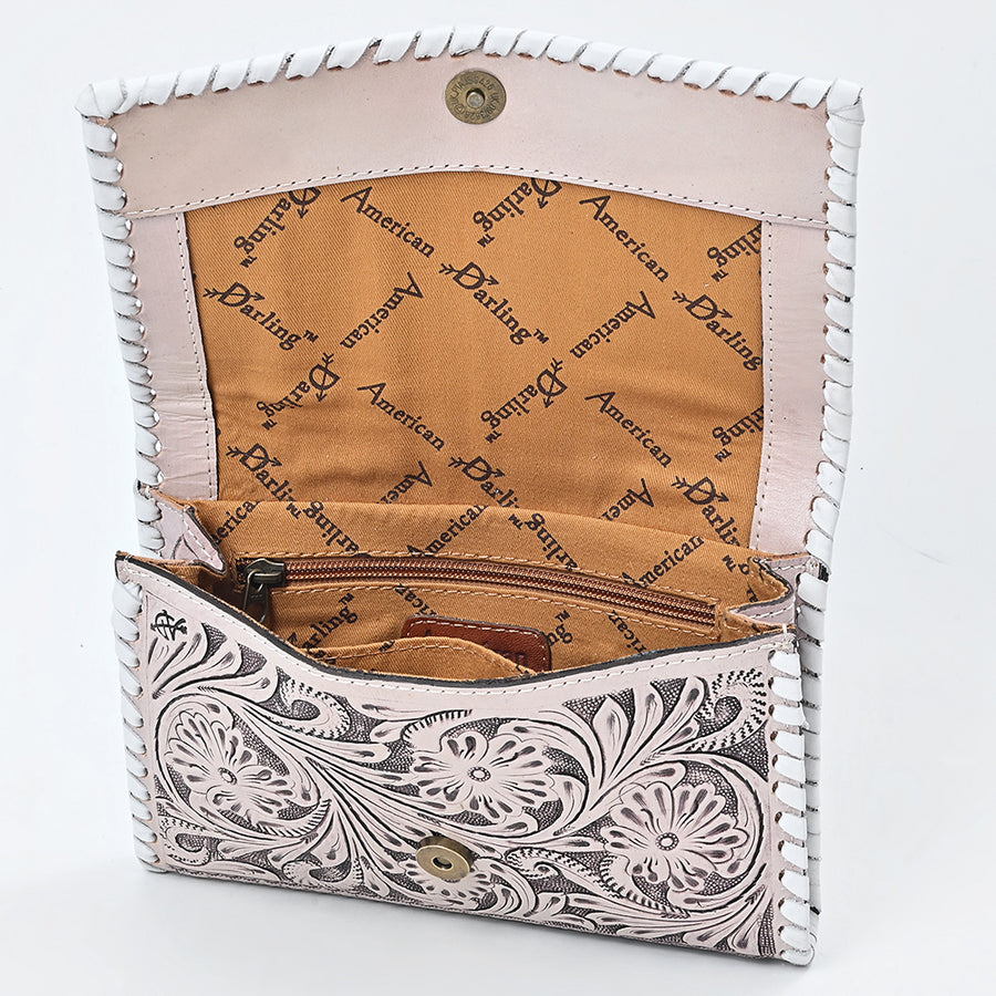 American Darling Women's Crossbody Western Hand Tooled Genuine Leather Handbag