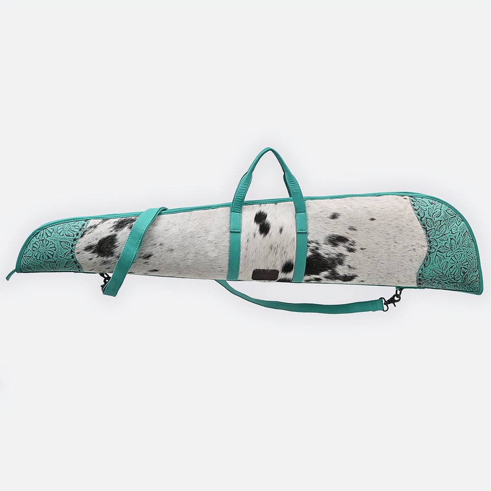 American Darling Hair on Hand Tooled Genuine Western Leather Gun Case| Shoulder Bag Case with Adjustable Strap