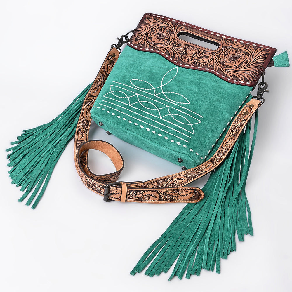 American Darling Crossbody Hand Tooled Genuine Suede Leather Women Bag Western Handbag Purse